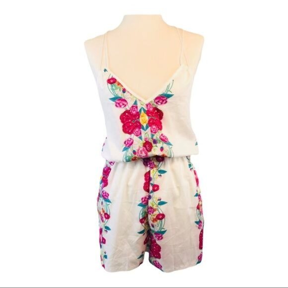 Choies Nordstrom NWT Shorts Romper Floral Roses Spaghetti Strap V-neck - Picture 8 of 8